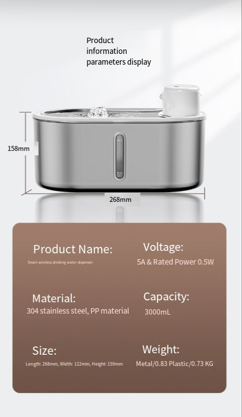 Sensor Stainless Steel Pet Water Fountain